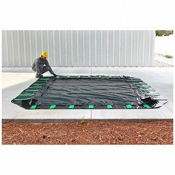 Berme de confinement de déversements robuste, 40 pied lg, 1 pied ht, 12 pied wd, PVC, noir/vert