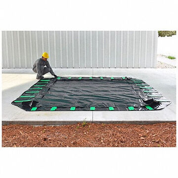 Heavy-Duty Spill Containment Berm, 66 ft lg, 1 ft ht, 15 ft wd, PVC, Black/Green