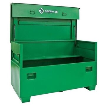 Flat Top Storage Box, 60 in Overall wd, 33 in ht, 16 Gauge Steel, Green