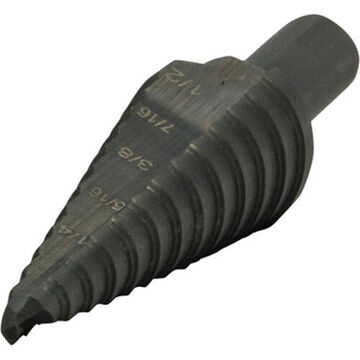 Multi-hole Step Bit, 1/8 in Minimum Hole dia, 1/2 in Maximum Hole dia, 13 Steps, High Speed Steel, 13 Hole