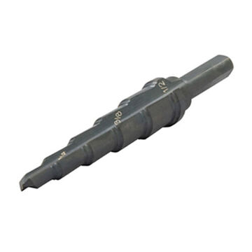 Multi-hole Step Bit, 3/16 in Minimum Hole dia, 1/2 in Maximum Hole dia, 6 Steps, Steel, 6 Hole