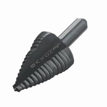 Step Drill Bit, 3/16 in Minimum Hole dia, 7/8 in Maximum Hole dia, 12 Steps, High Speed Steel, 12 in Hole