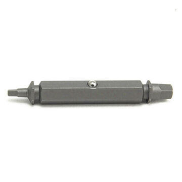 Double End Square Bit, Square, #0 to #3 Point, 2 in lg, Hex, S2 Steel