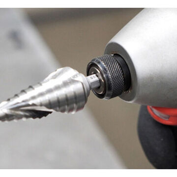 Self-Starting Step Drill, 1/8 in Minimum Hole dia, 1/2 in Maximum Hole dia, High Speed Steel