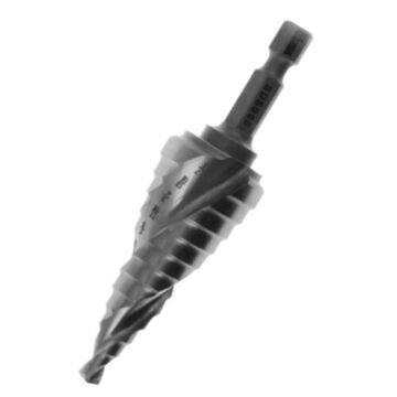 Self-Starting Step Drill, 1/8 in Minimum Hole dia, 1/2 in Maximum Hole dia, High Speed Steel