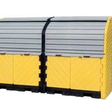Safely Store Multiple Drums Outdoor, Hardcover Spill Pallet, 250 in lg, 62 in wd, 79 in ht, Polyethylene