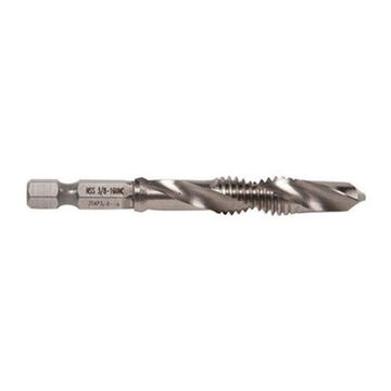 Split Point Tap Drill Bit, 3/8 in Drill, 3/8-16 NC Thread, 2-1/4 in lg, Hex, 1/4 in Shank dia