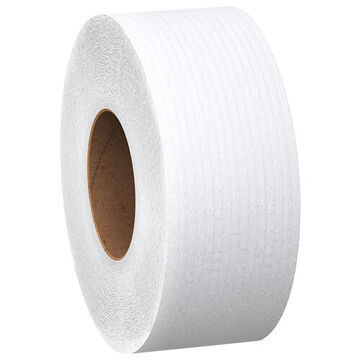 Jumbo Roll Toilet Paper, 9 in Dia, White