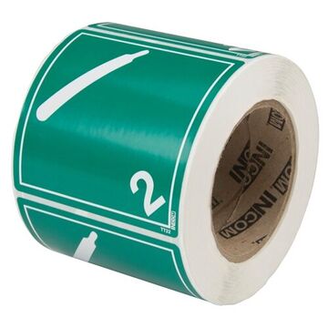 TDG Shipping Label, 4 in wd, White on Green, Paper