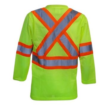Mesh Safety T-Shirt, L, Lime Green, Polyester, 30 in lg