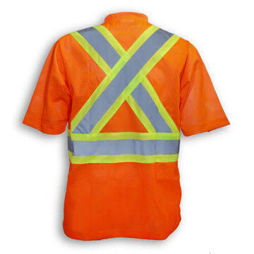 Mesh Safety T-Shirt, XL, Orange, Polyester, 30-3/4 in lg