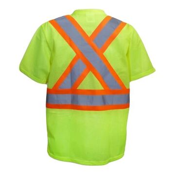 Mesh Safety T-Shirt, M, Lime Green, Polyester, 29-1/8 in lg