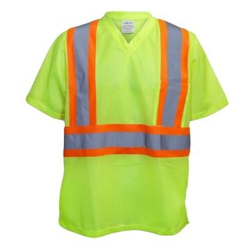 Mesh Safety T-Shirt, M, Lime Green, Polyester, 29-1/8 in lg