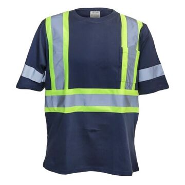 T-shirt à manches longues absorbant la transpiration, S, bleu marine, polyester, 28-3/8 pouce lg