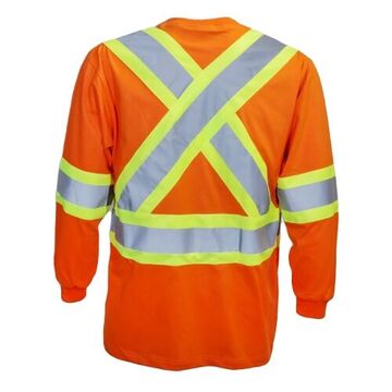 Wicking Long Sleeve T-Shirt, 2XL, Orange, Polyester, 31-1/2 in lg