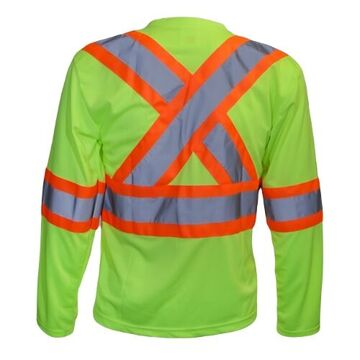 Wicking Long Sleeve T-Shirt, XL, Lime Green, Polyester, 30-3/4 in lg