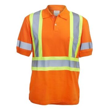 T-shirt à col polo, 2XL, orange, coton, 32-5/8 pouce lg