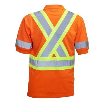 Polo Neck T-Shirt, 2XL, Orange, Cotton, 32-5/8 in lg
