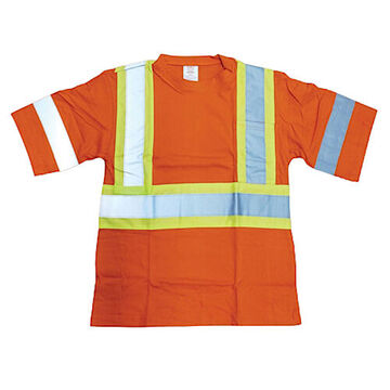 Traffic Safety T-Shirt, S, Orange, Cotton, 28-3/8 in lg