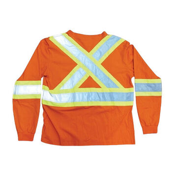 Traffic Safety T-Shirt, XL, Orange, Cotton, 30-3/4 in lg