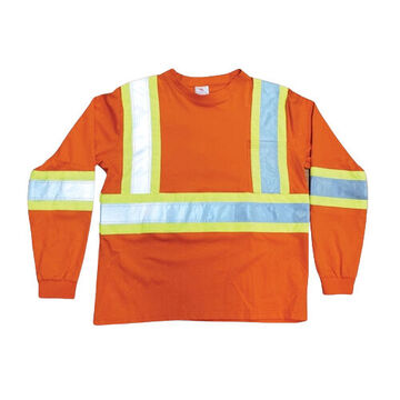 Traffic Safety T-Shirt, XL, Orange, Cotton, 30-3/4 in lg