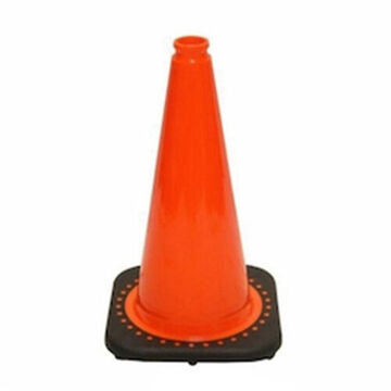 Reflective Traffic Cone, 18 in ht, Yellow, PVC Cone, White