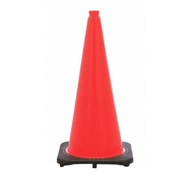 Cône de signalisation réfléchissant, 28 pouce ht, orange, cône en PVC, blanc