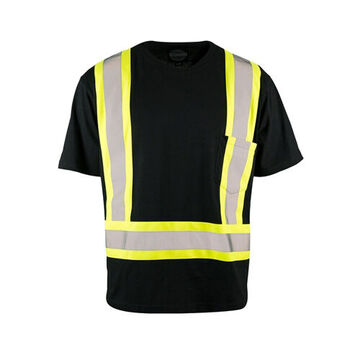 Safety T-Shirt, L, Black, 65% Ultra Cool Polyester 35% Cotton Blend