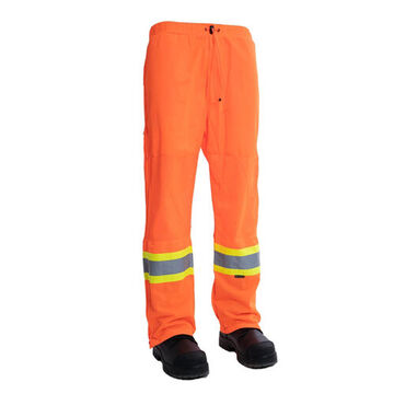 Safety Tricot Traffic Pant, 26 to 28 in Waist, 33 in Inseam lg, Orange, Polyester, Tricot