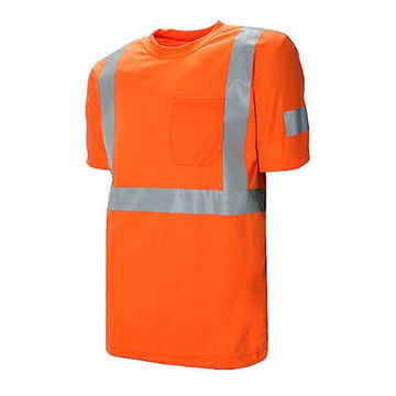 HI-Visibility, Short Sleeve Traffic T-Shirt, 3XL, Orange, Polyester