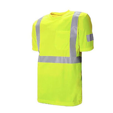 HI-Visibility, Short Sleeve Traffic T-Shirt, 3XL, Lime Green, Polyester