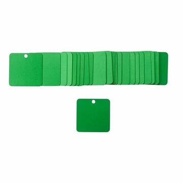 Square, Blank Valve Tag, 2 in lg, 2 in wd, Green, Aluminum