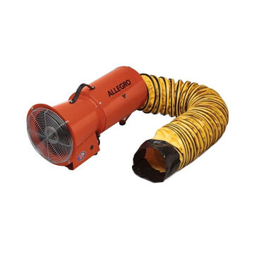 Ventilation Blower, 8 in dia, 15 ft lg, PVC Coated, Vinyl and Polyester, Red/yellow