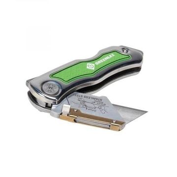 Folding Lockback Utility Knife, 8.9 in lg, Molded, Stainless Steel Blade