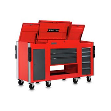 Utility Cart, 20 in lg, 37 in Overall wd, 43 in ht, 20559 cu in Storage, 100 lb Drawer, Safety Red and Gray