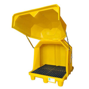 Ultra-Hard Top P4 Spill Pallet, 4 Drums, 66 gal, 64.5 in ht, Yellow