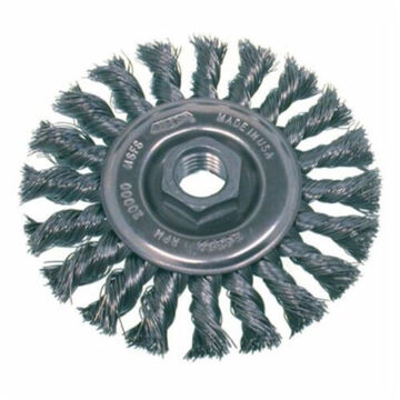 Wheel Brush Small Grinder, 5 In Brush Dia, 5/8-11 In Arbor/shank, 0.02 In Wire Dia, Standard, Twist Knot
