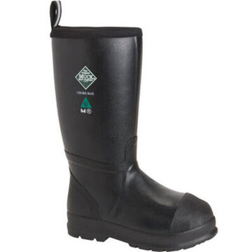 Chore Max CSA Met Guard Work Boot, Men's, Size 10, 15.9 in ht, Rubber Upper, Black