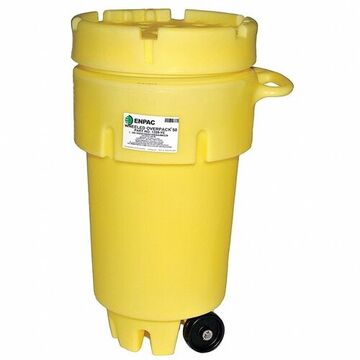 Wheeled Overpack, 50 gal, Open, Screw-on Lid, Polyethylene, 39.5 in ht
