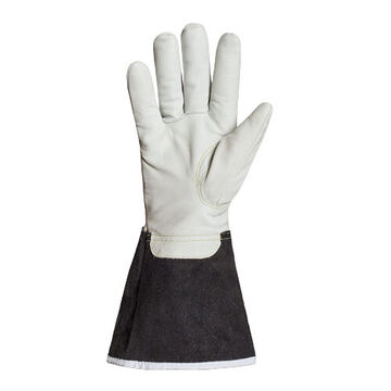 Gants d'hiver Driver, paume en cuir de chèvre, blanc