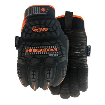 Winter Gloves, Microfibre Palm, Black/hi-vis Orange