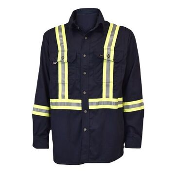 Striped Work Shirt, Unisex, 2XL, Navy, Ultrasoft 88% Cotton 12% Nylon