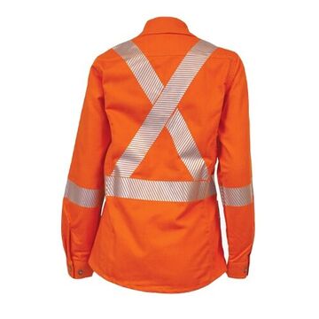 HI-Visibility, Traffic Work Shirt, Women, 2XL, Orange, 88% Cotton/12% Nylon