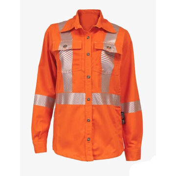 HI-Visibility, Traffic Work Shirt, Women, 2XL, Orange, 88% Cotton/12% Nylon