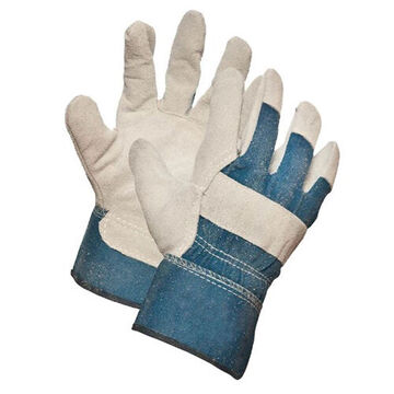 Work Gloves, Split Leather Palm, Blue Rigger