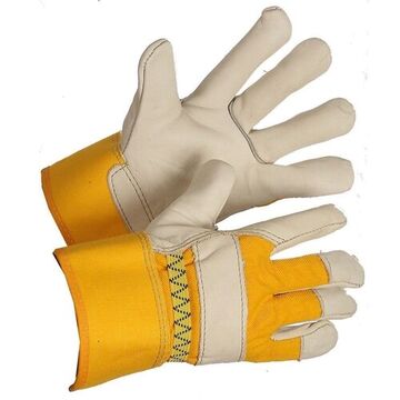 Work Gloves, 8.5 to 9 in Size, Leather Palm