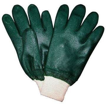 Gants de travail, G, paume en PVC, vert chasseur, coton/polyester/PVC