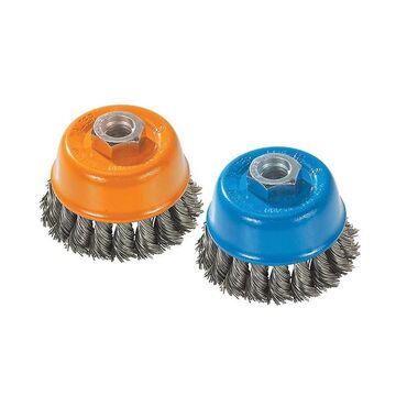 Wire Cup Brush, 3 In X M14 X 2 In, Knot-twisted, Carbon Steel, 12000 Rpm