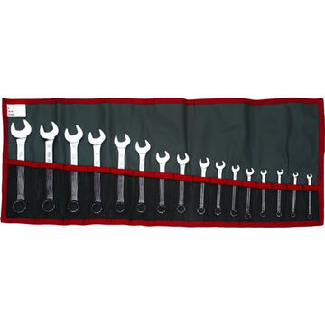 Combination Wrench Set, 16 Pieces, Metric, Alloy Steel, Satin