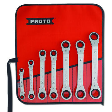 Reversible, Box Ratcheting Wrench Set, 7 Pieces, Corrosion Resistance, Alloy Steel, Full Polish